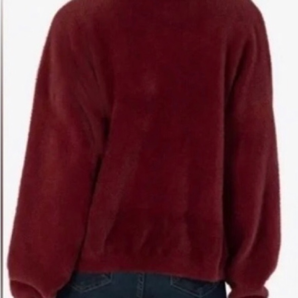 KUT from the Kloth Women Faux Fur Jana Cardigan NWT Bordeaux Large - Picture 6 of 11